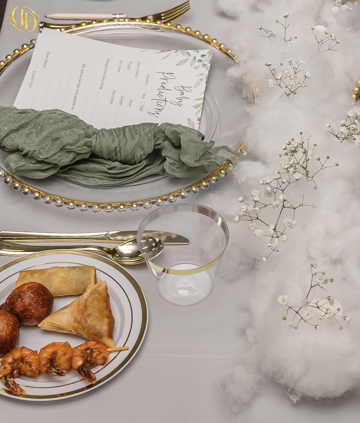 Sage and gold table place setting
