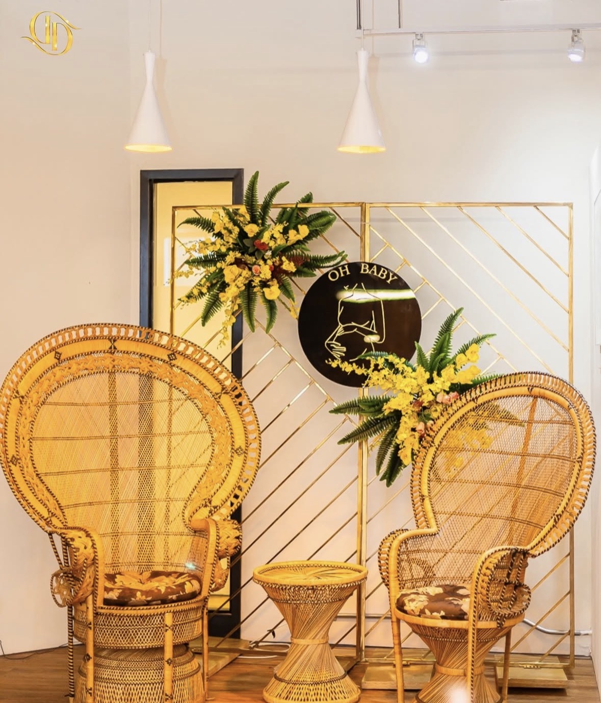 Gold rattan peacock chairs